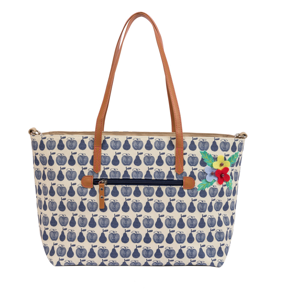 Pink Lining Notting Hill Tote Navy Apples Pears Bambinos