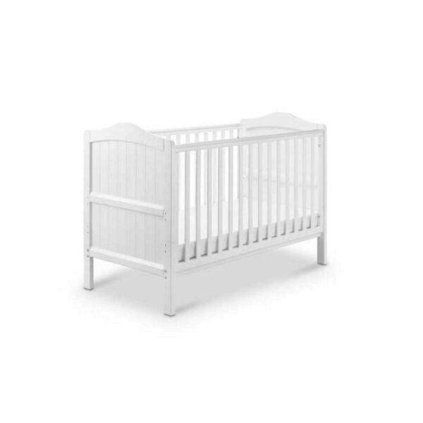 Babylo Ella Cot Bed - White - Full Product Display with Bars