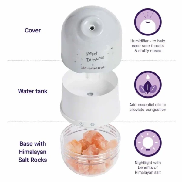 Clevamama Clevapure Salt Lamp, Humidifier & Nightlight - Image 4