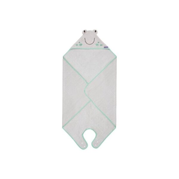 Clevamama Bamboo Apron Baby Bath Towel - Grey (Frog) - Image 2