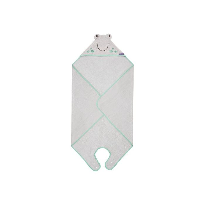 Clevamama Bamboo Apron Baby Bath Towel Grey Frog Bambinos Wexford