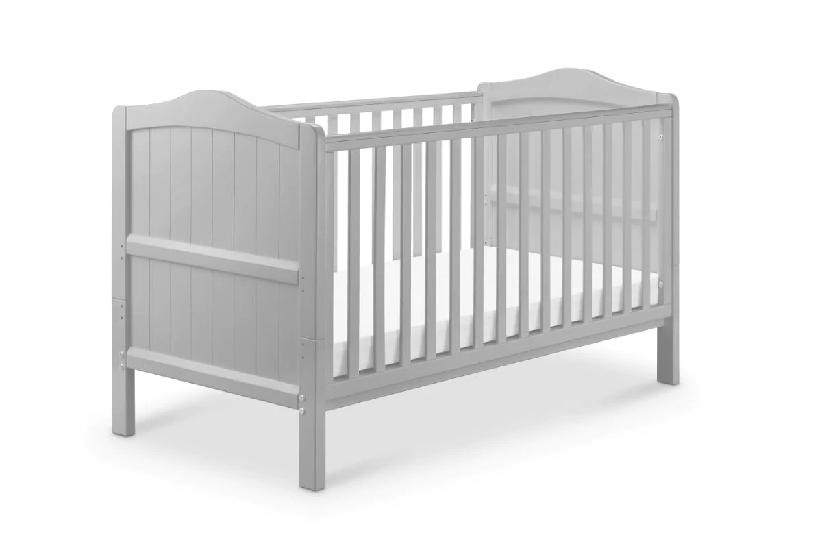 Babylo Ella Cot Bed - Grey - Full Product Display with Bars