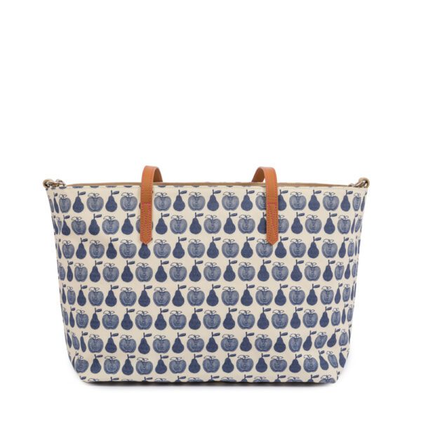 Pink Lining Notting Hill Tote - Navy Apples & Pears - Back View Display