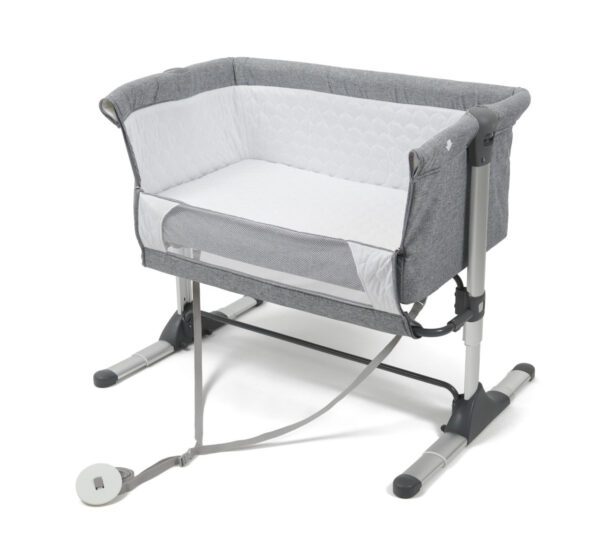Babylo Snuggle Cuddle Co-Sleeper Grey Melange - Open with Strap Display