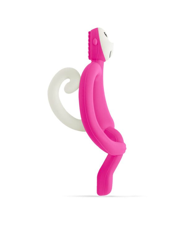 Matchstick Monkey Original Teething Toy - Bright Pink - Side View
