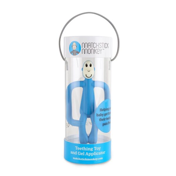 Matchstick Monkey Original Teething Toy - Light Blue Packaging Display