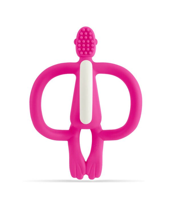 Matchstick Monkey Original Teething Toy - Bright Pink - Back View