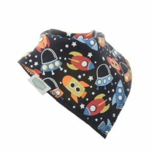 Ziggle Outer Space Bib - Rocket Ships on Starry Background