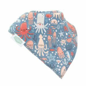 Ziggle Under the Sea Bib - Sea Creatures on Teal Background