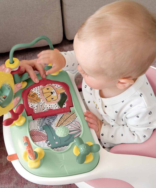 Mamas & Papas Snug Floor Seat with Activity Tray - Blossom - Baby using Activity Tray