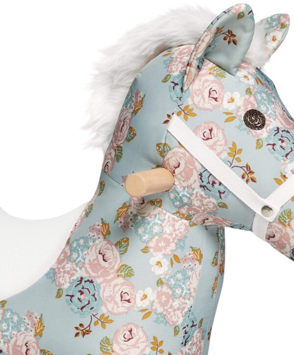 Mamas & Papas Rocking Horse - Floral Close Up Detail Head and Handlebar Side View