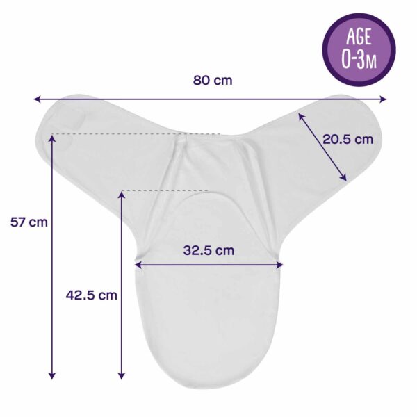 Clevamama Swaddle to Sleep - Baby Swaddle Wrap - Full Unwrapped View and Measurements