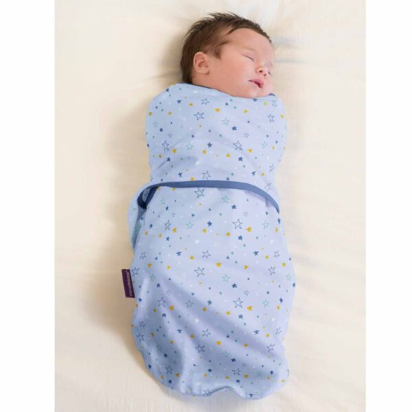 Clevamama Swaddle to Sleep - Baby Swaddle Wrap - Baby in Swaddle Showcase Blue