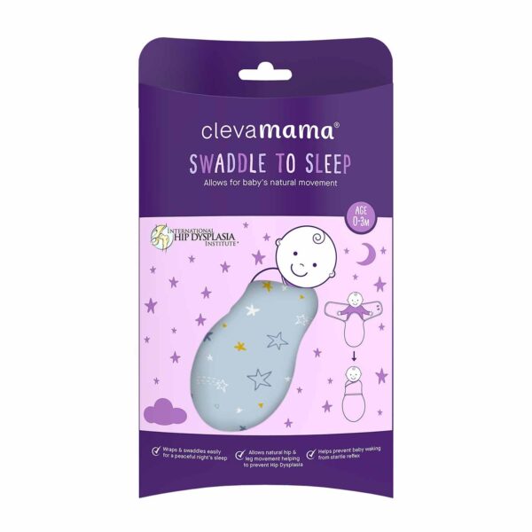 Clevamama Swaddle to Sleep - Baby Swaddle Wrap - Packaging Blue