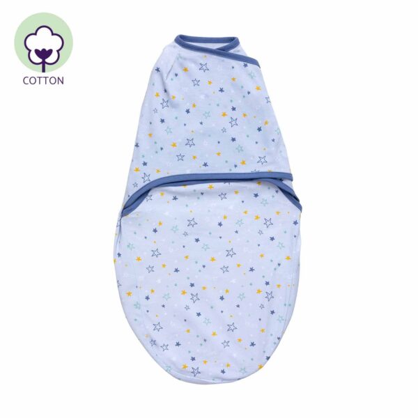 Clevamama Swaddle to Sleep - Baby Swaddle Wrap - Front View Blue