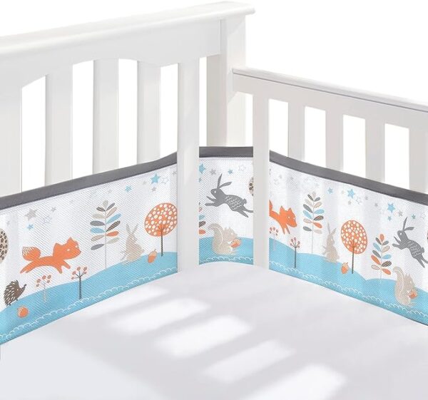 Breathable Baby Breathable Mesh Liner - Enchanted Forest - On Cot Showcase