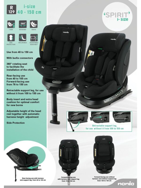 Nania Spirit 360 Spin Car Seat 40-150cm R129 - Packaging Detail