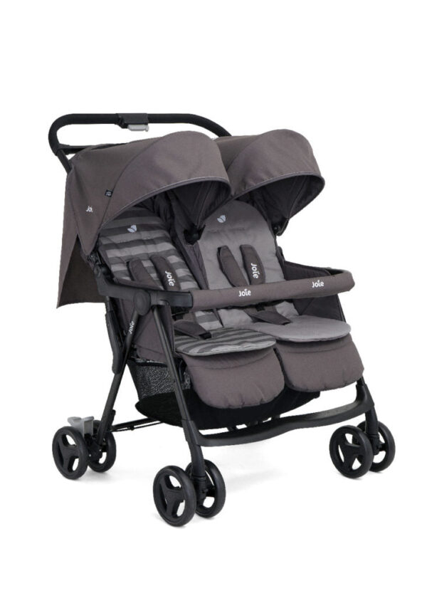 Joie Aire Twin Stroller - Dark Pewter 3/4 View